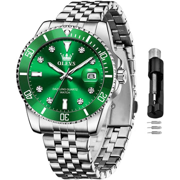 green silver watch for men