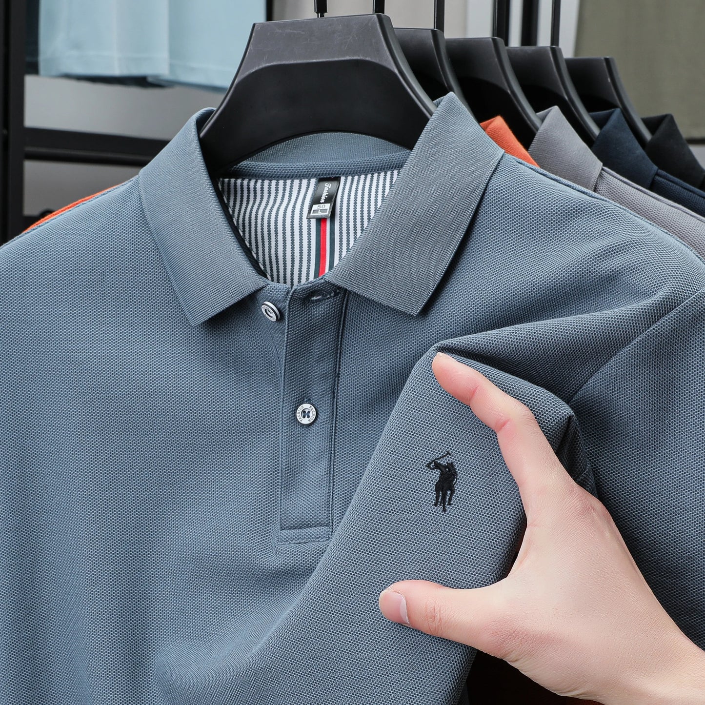 Polo de lujo de manga corta para hombre, 100% algodón puro