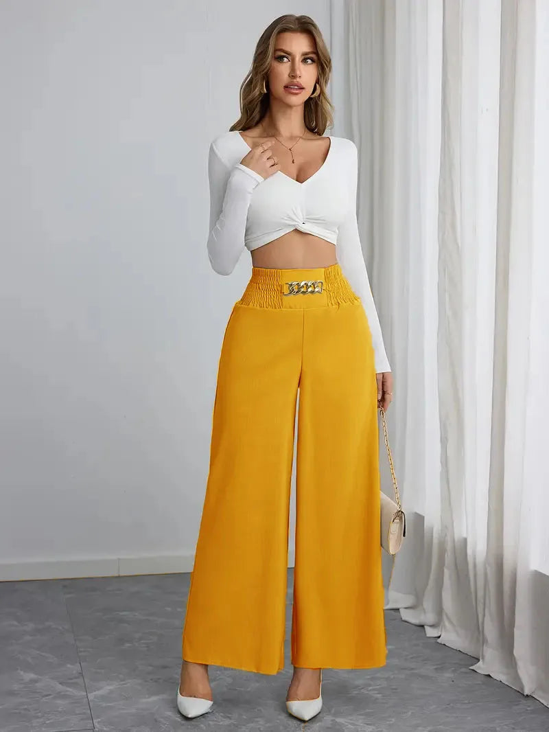 Pantalón Wide Leg "Chiffon Elegance" – Edición Office