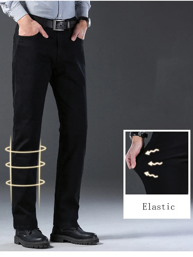 Pantalones vaqueros rectos ajustados y elásticos suaves y transpirables para hombre