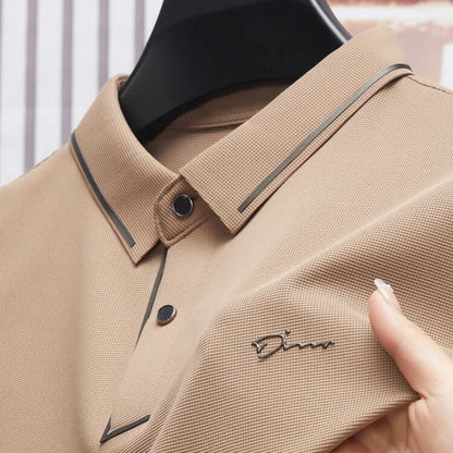 Polo para hombre, sin costuras, de primera calidad, de lujo, tejido fresco