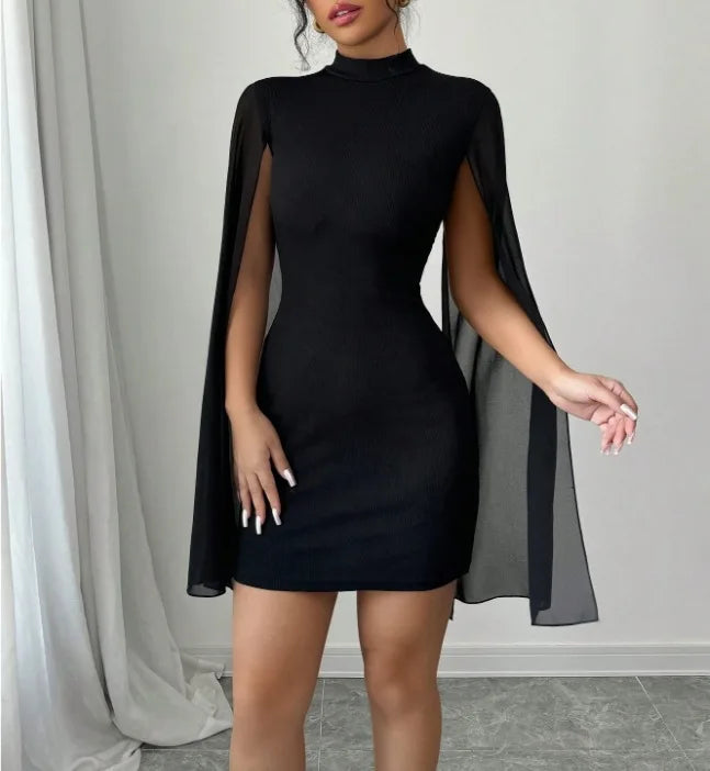 Vestido cruzado de gasa con cuello redondo, estilo europeo y americano