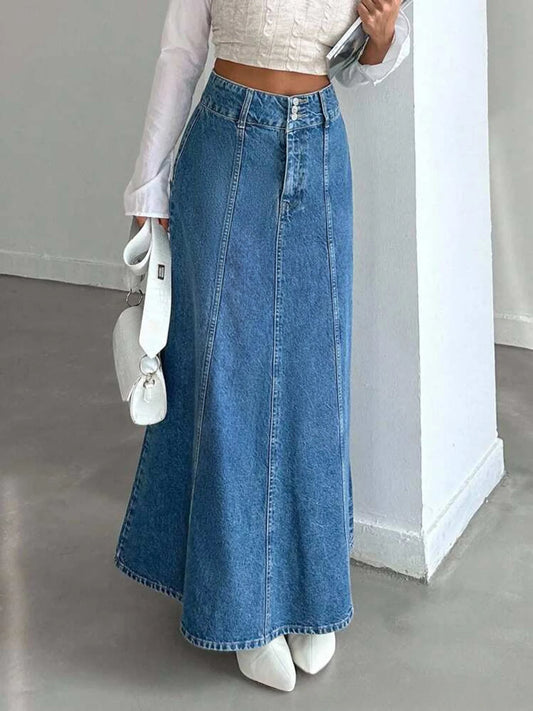 Falda vaquera midi larga para mujer, Ideal para diversas ocasiones