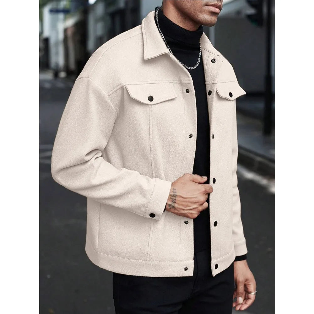 Chaqueta informal de lana para hombre, estilo europeo y americano, elegante.