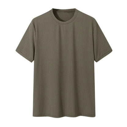 Camiseta ligera de lujo para hombre, de manga larga, cuello redondo, drapeada