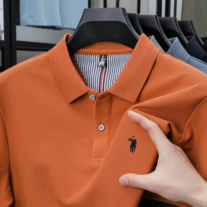 Polo de lujo de manga corta para hombre, 100% algodón puro