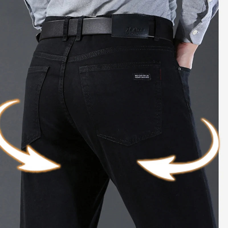 Pantalones vaqueros rectos ajustados y elásticos suaves y transpirables para hombre