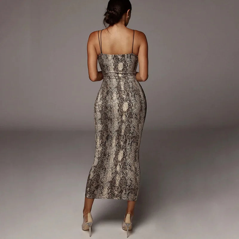 Vestido elegante sin mangas con estampado de leopardo, sexy de fiesta