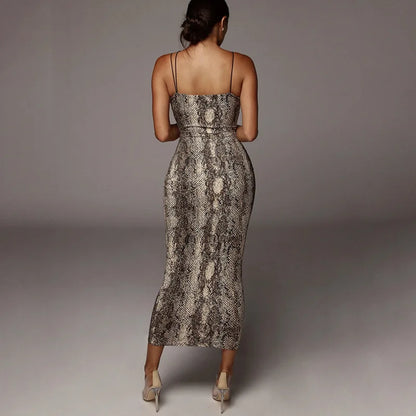Vestido elegante sin mangas con estampado de leopardo, sexy de fiesta