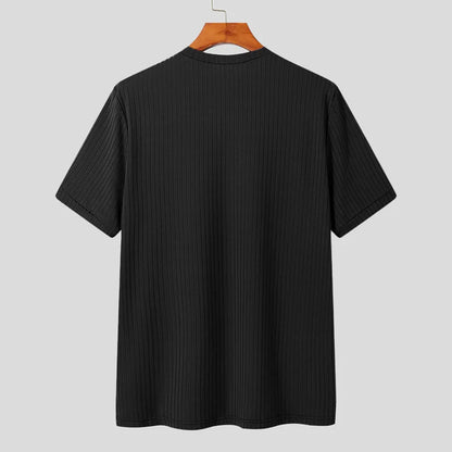Camiseta ligera de lujo para hombre, de manga larga, cuello redondo, drapeada