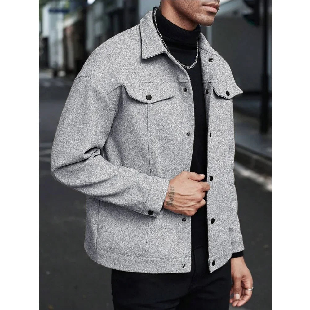 Chaqueta informal de lana para hombre, estilo europeo y americano, elegante.