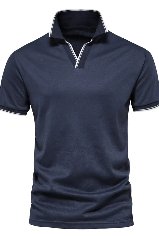 Camiseta Polo V-Cuello de Color Sólido para Hombre de Verano