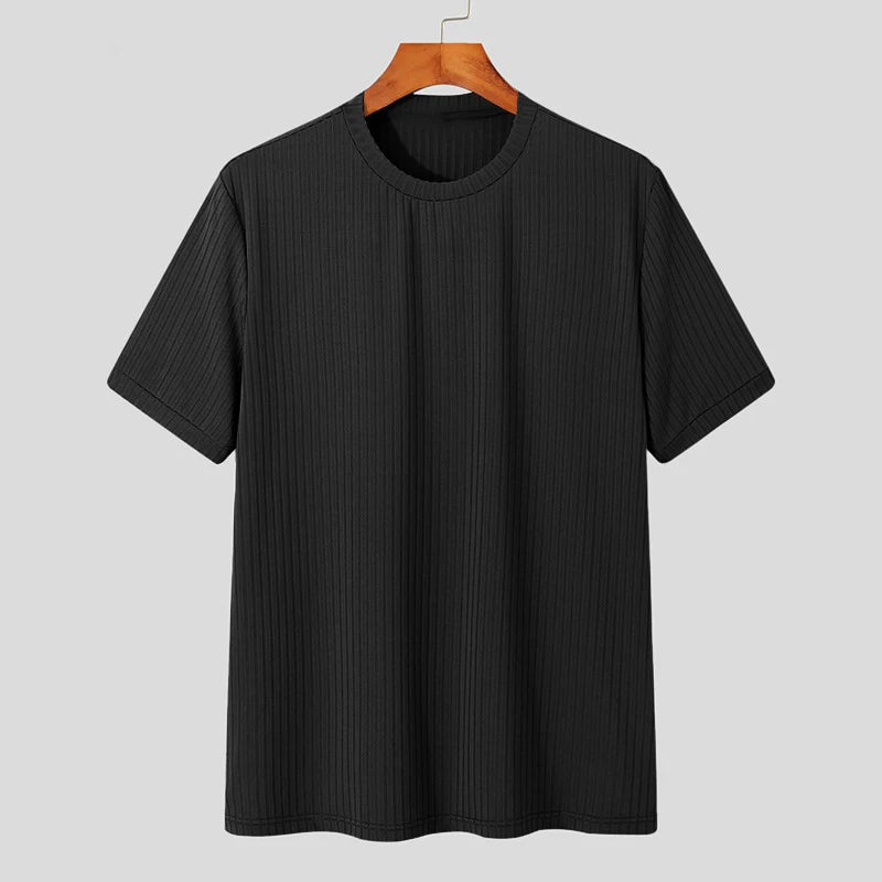 Camiseta ligera de lujo para hombre, de manga larga, cuello redondo, drapeada