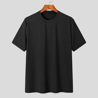 Camiseta ligera de lujo para hombre, de manga larga, cuello redondo, drapeada