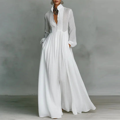 Vestido Maxi elegante francés de cintura alta con vuelo para mujer, Vestido de noche