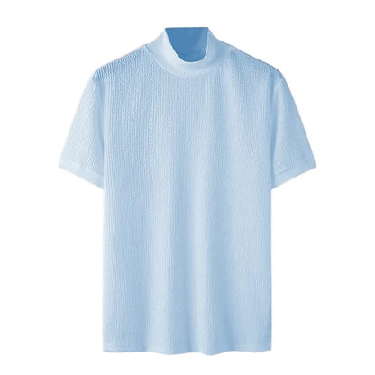 Camiseta ajustada de moda, con textura de punto, cuello alto,