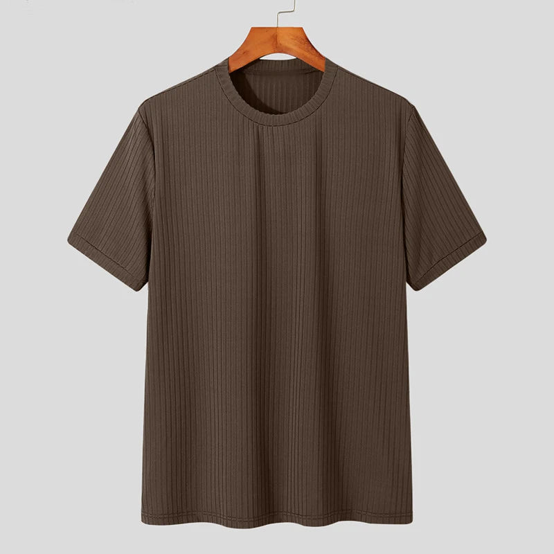 Camiseta ligera de lujo para hombre, de manga larga, cuello redondo, drapeada