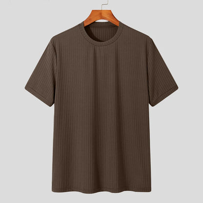 Camiseta ligera de lujo para hombre, de manga larga, cuello redondo, drapeada