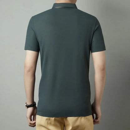 Polo para hombre, sin costuras, de primera calidad, de lujo, tejido fresco