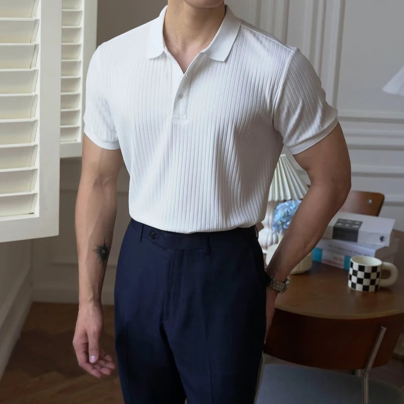 Polo de punto de rayas verticales para hombre