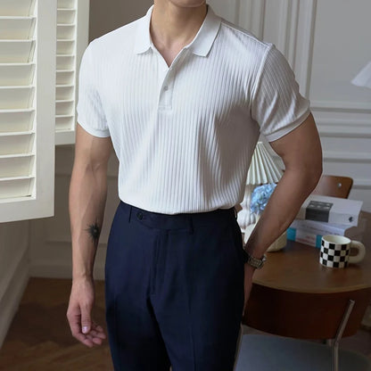Polo de punto de rayas verticales para hombre
