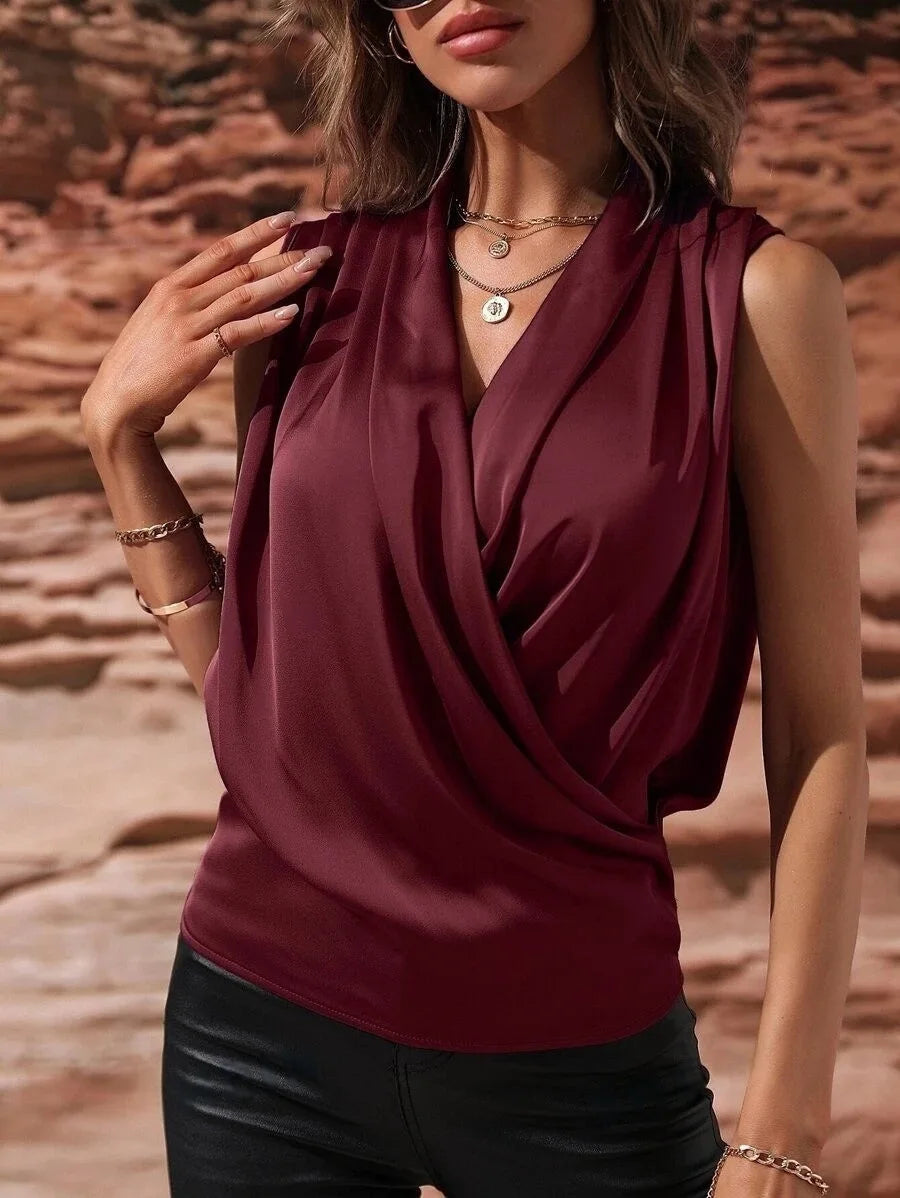 Camisa De satén, sin mangas para Mujer