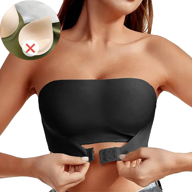 Sujetador push up sexy sin tirantes para mujer, con relleno extraíble y sin costuras