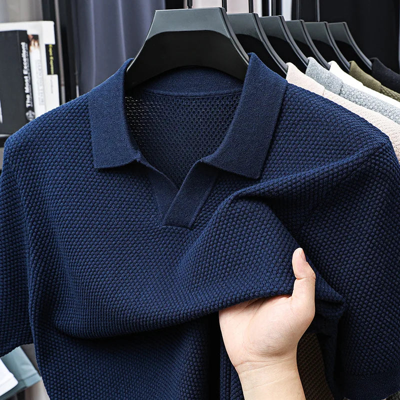 Camisa POLO de manga corta 100 % algodón con solapa para hombre.