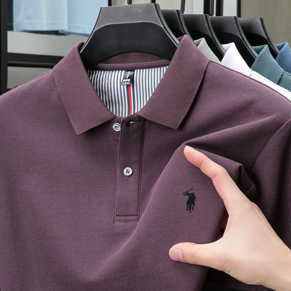 Polo de lujo de manga corta para hombre, 100% algodón puro