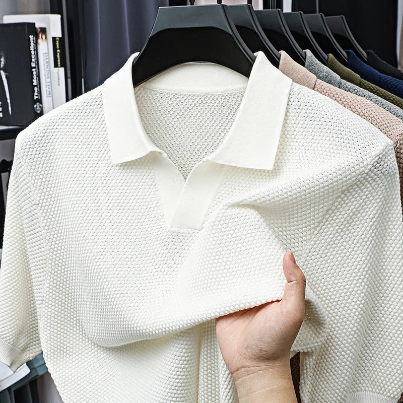 Camisa POLO de manga corta 100 % algodón con solapa para hombre.