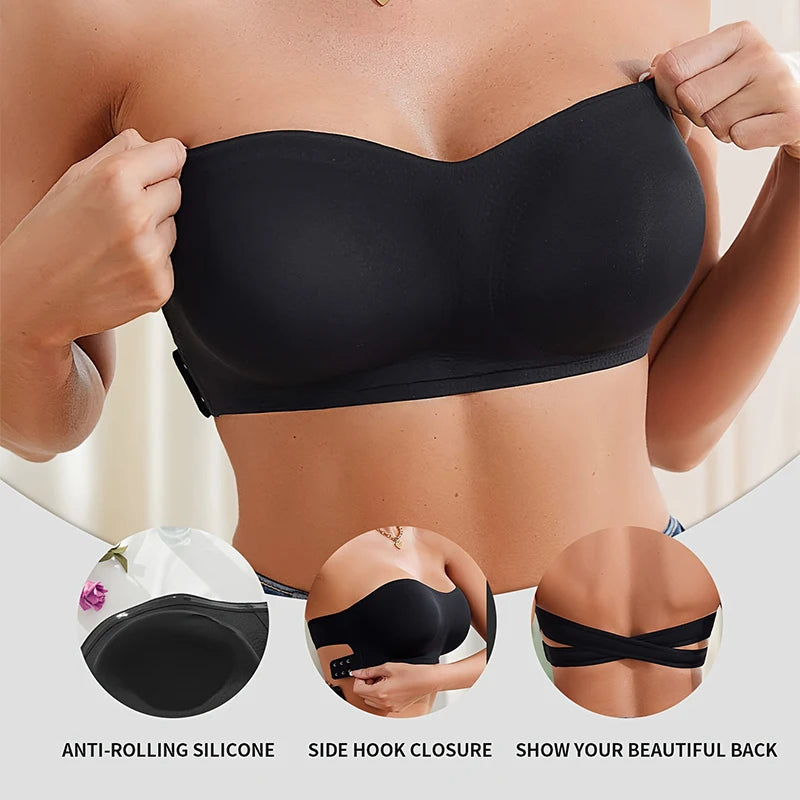 Sujetador push up sexy sin tirantes para mujer, con relleno extraíble y sin costuras