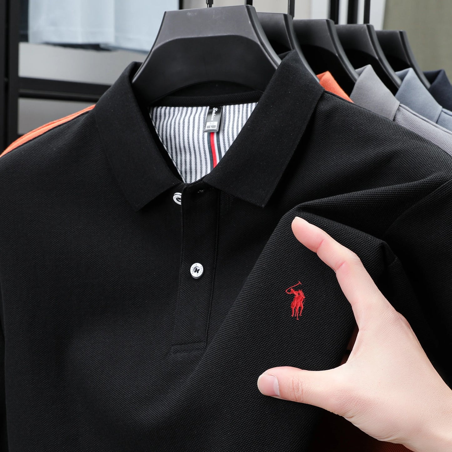 Polo de lujo de manga corta para hombre, 100% algodón puro