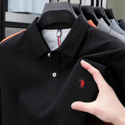 Polo de lujo de manga corta para hombre, 100% algodón puro