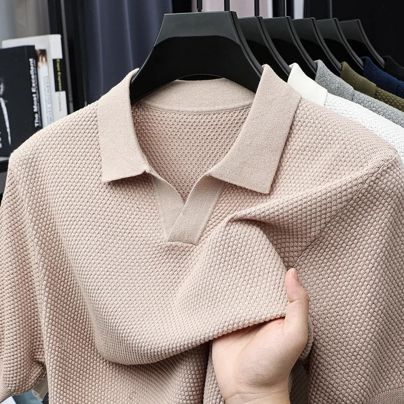 Camisa POLO de manga corta 100 % algodón con solapa para hombre.