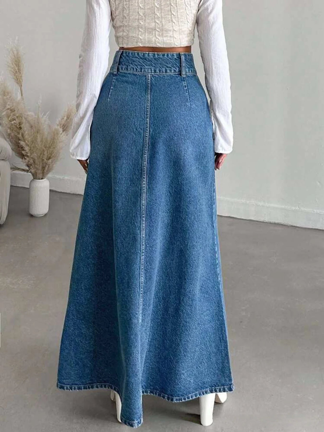 Falda vaquera midi larga para mujer, Ideal para diversas ocasiones