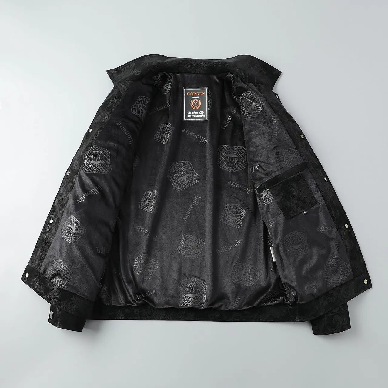 Chaqueta de cuero sintético con solapa para hombre, corta, informal, con estampado