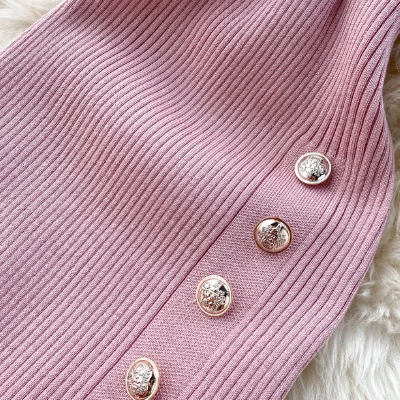 Vestidos sólidos vintage ajustado sexy de punto elástico