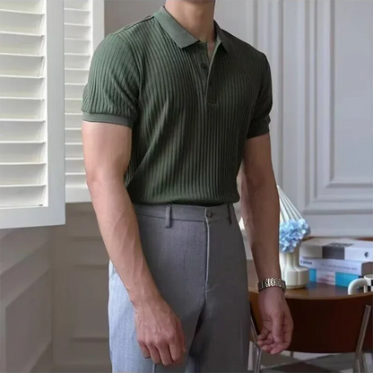 Polo de punto de rayas verticales para hombre