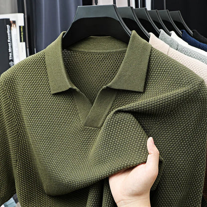 Camisa POLO de manga corta 100 % algodón con solapa para hombre.