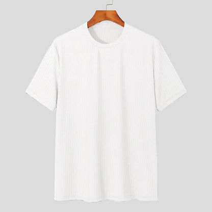 Camiseta ligera de lujo para hombre, de manga larga, cuello redondo, drapeada