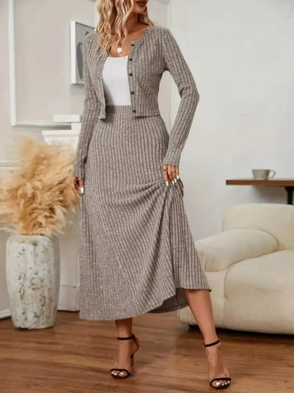 Elegante conjunto de vestido de lana para mujer