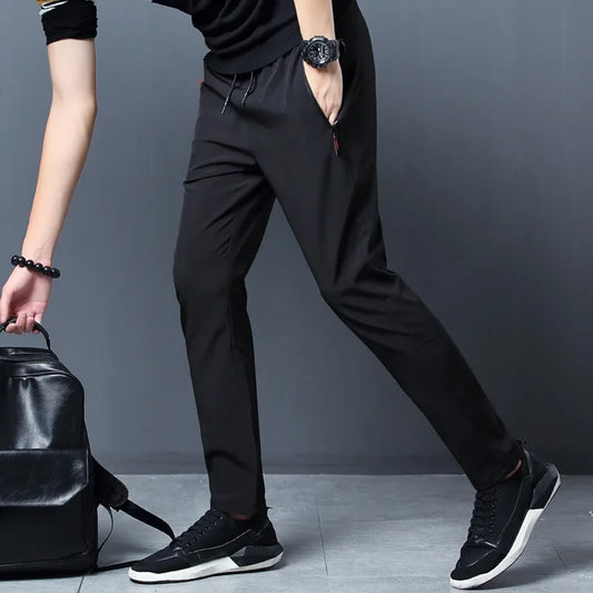 Pantalones casuales para hombre, Straight Slim Fit Elastic Waist Jogger Classic