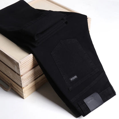 Pantalones vaqueros rectos ajustados y elásticos suaves y transpirables para hombre