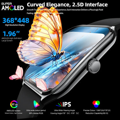 Reloj inteligente ultrafino, pantalla AMOLED de 1,96 pulgadas