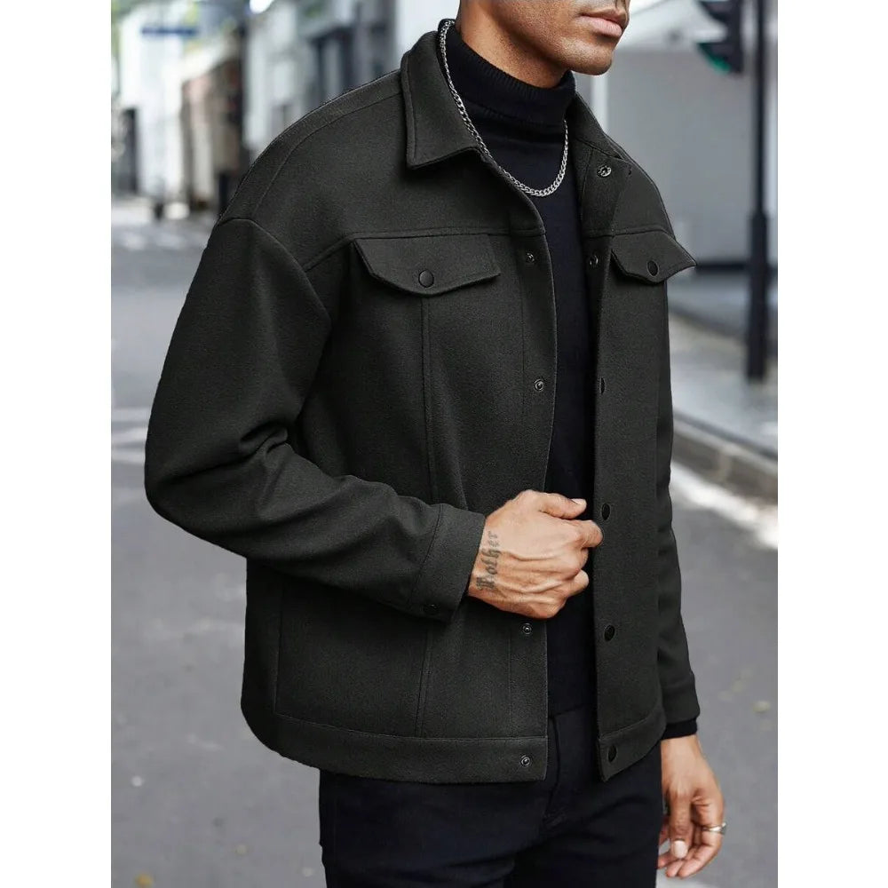 Chaqueta informal de lana para hombre, estilo europeo y americano, elegante.