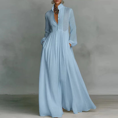 Vestido Maxi elegante francés de cintura alta con vuelo para mujer, Vestido de noche