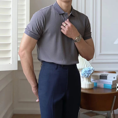 Polo de punto de rayas verticales para hombre