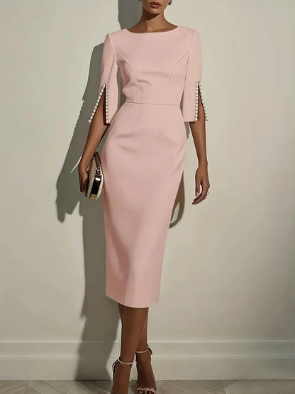 Vestido de moda, cómodo, de oficina, de color liso, ajustado y elegante