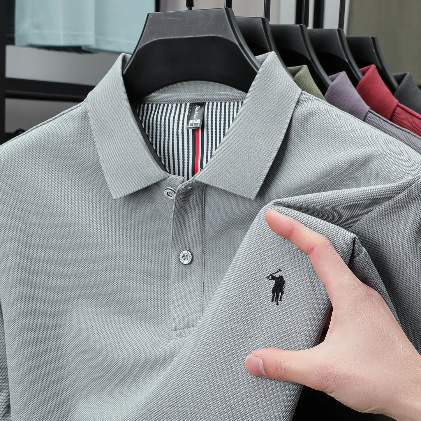 Polo de lujo de manga corta para hombre, 100% algodón puro