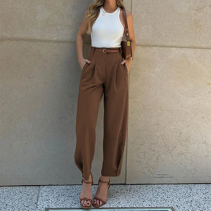 Pantalones BAMBOOBOY informales para mujer, de oficina, con banda en el tobillo